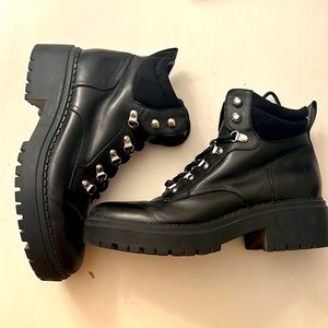 Marc Fisher Black Lug Combat Boots Size 10